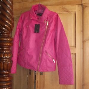 💋NWT Holiday Fashion Nova Faux Leather  Moto Jacket 1X  ❤ small dot-(as is)